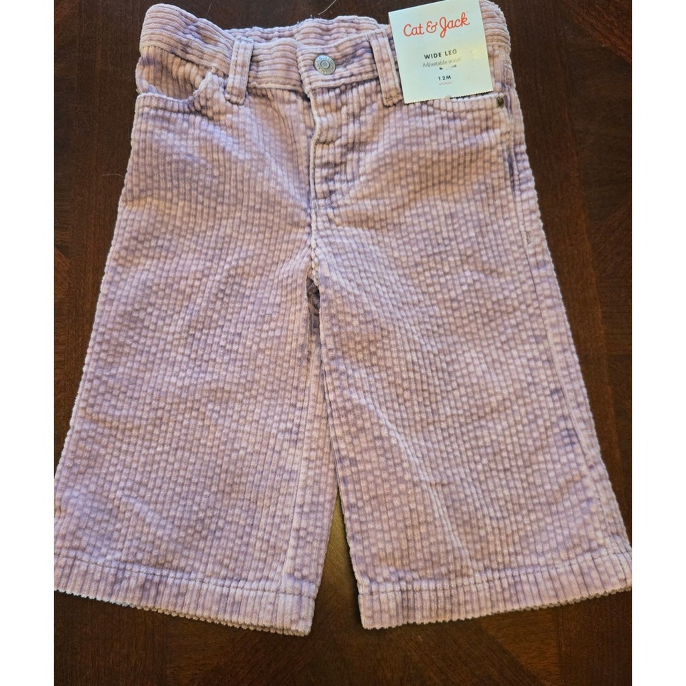 Cat & Jack Lavender Purple Corduroy Wide Leg Adjustable Waist Pants 12M NWT